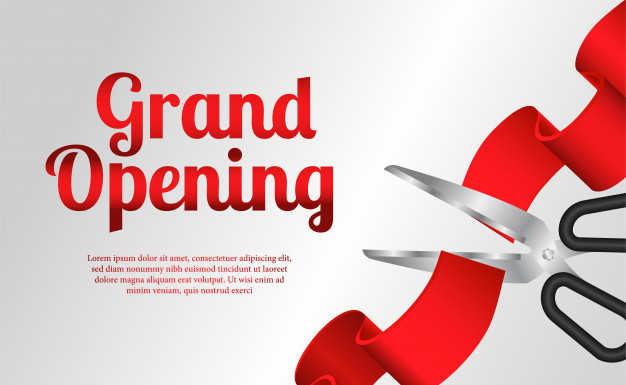 626x385 Grand Opening Template With Red Ribbon Cutting Vector Premium