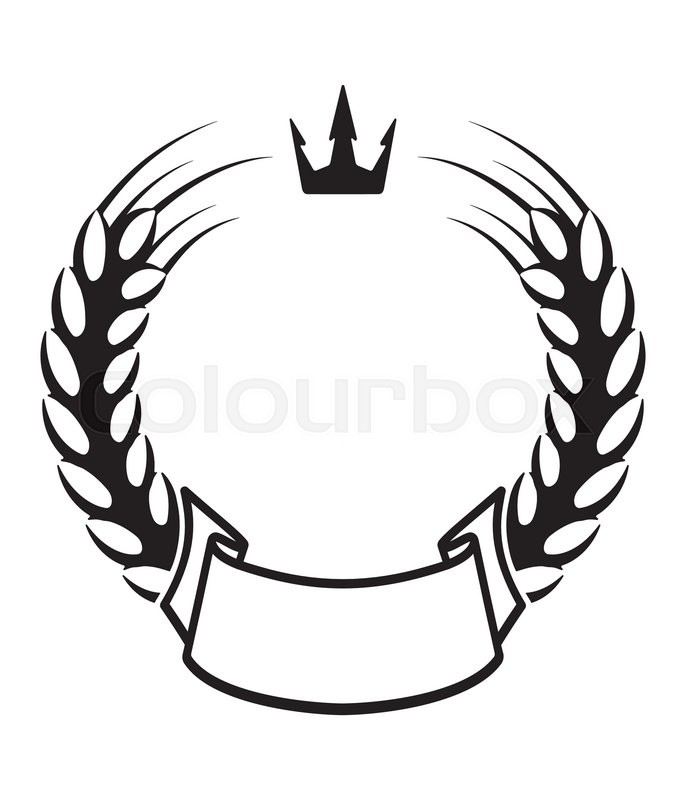 686x800 Template Of Design With Spikelets Of Wheat, Crown, Ribbon Banner