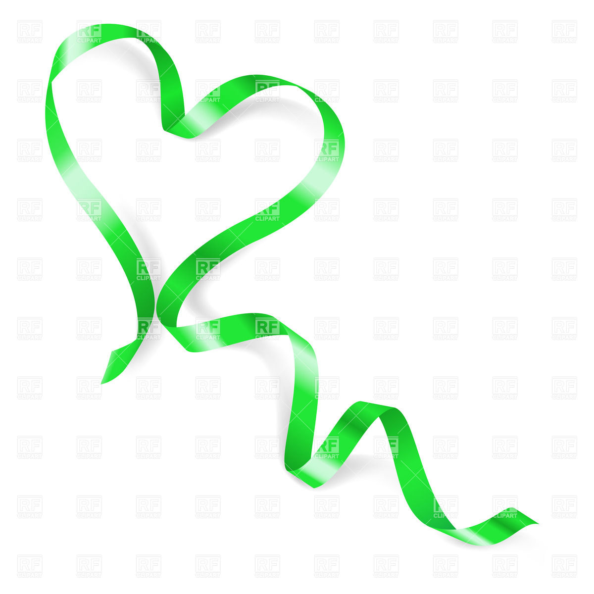1200x1200 Heart Made Of Green Ribbon Vector Image Vector Artwork Of Design