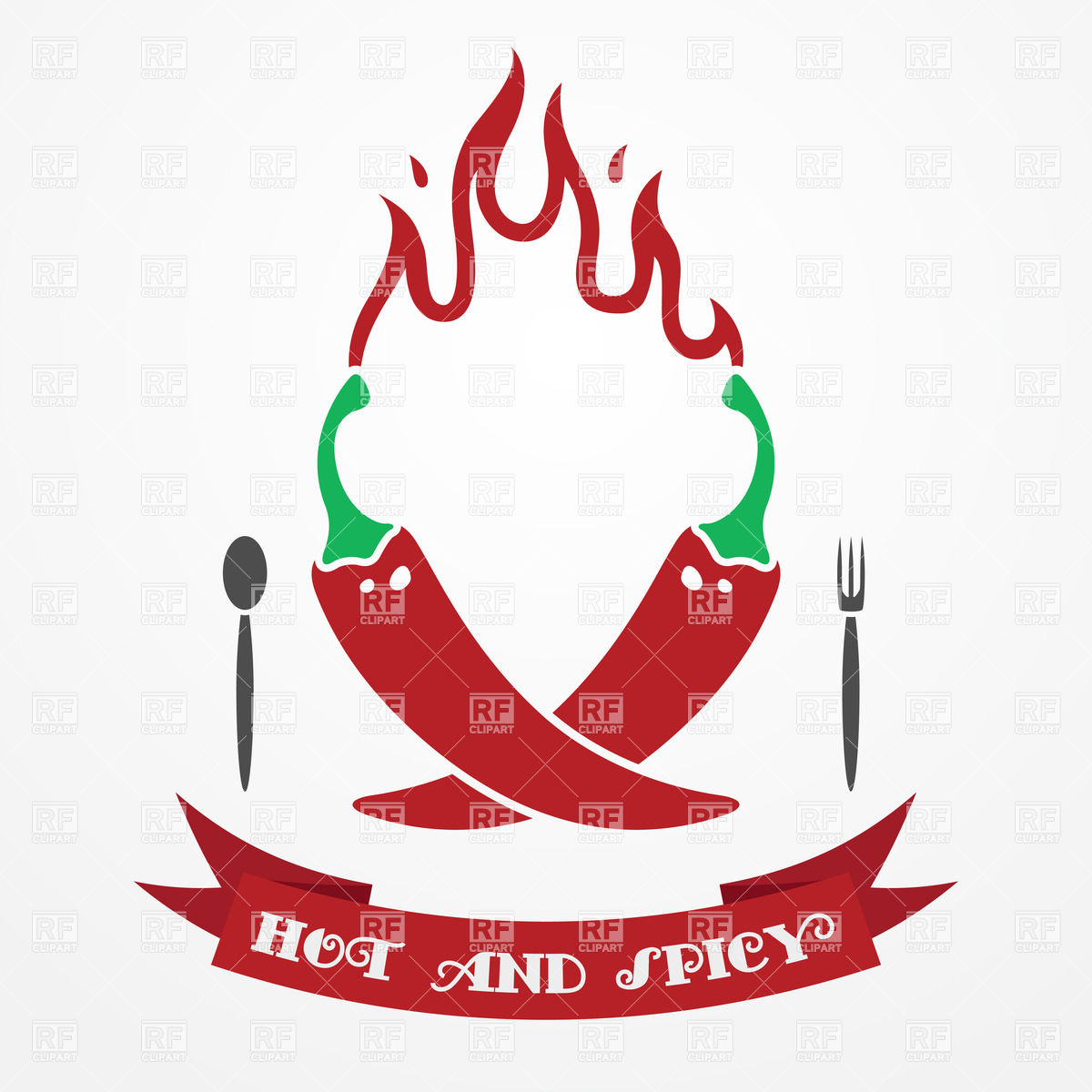 1200x1200 Mexican Restaurant Emblem With Red Chili Peppers, Flame And Ribbon