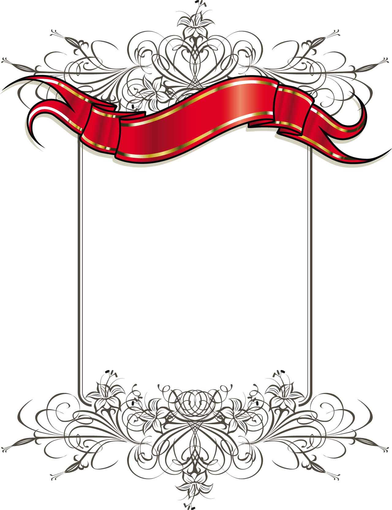 1280x1665 Ornate Vector Card With Gilded Ribbon Free Download