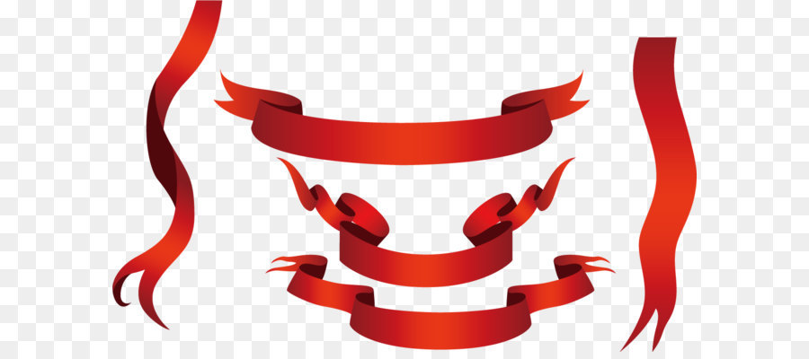 900x400 Beautiful Red Ribbon Vector Png Download