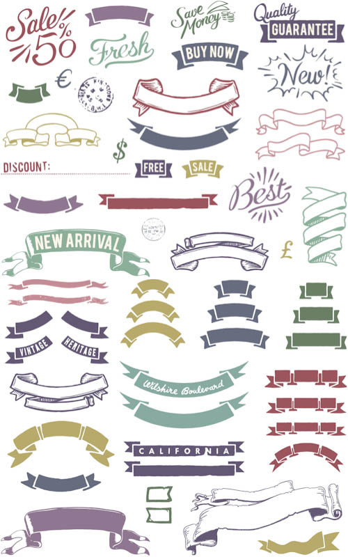 500x800 Colorful Vintage Ribbons Vector Ribbon Vector Ai