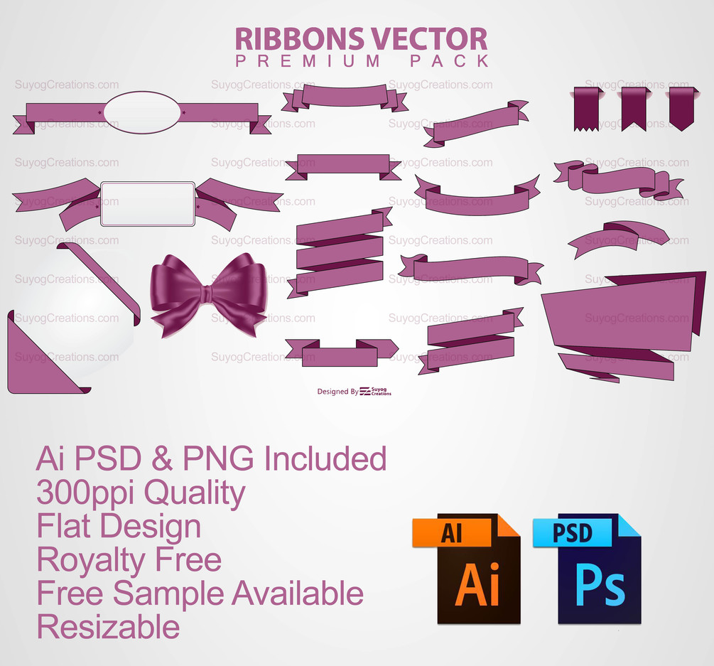 1005x937 Set Of Flat Ribbon Vectors Ai And Psd