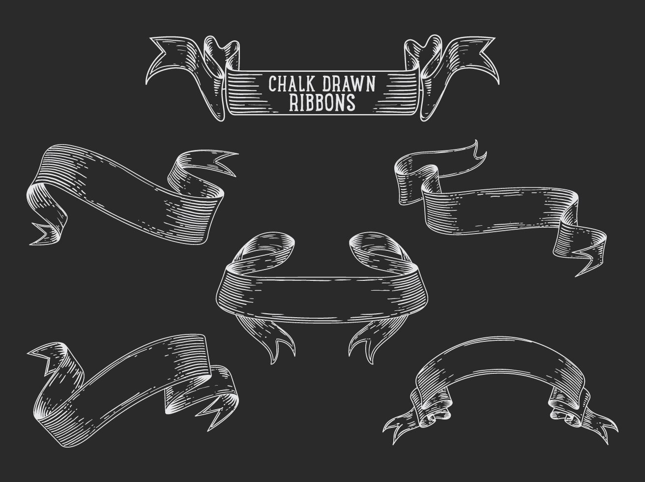 1312x980 Free Chalk Drawn Ribbon Vector Set Vector Art Amp Graphics