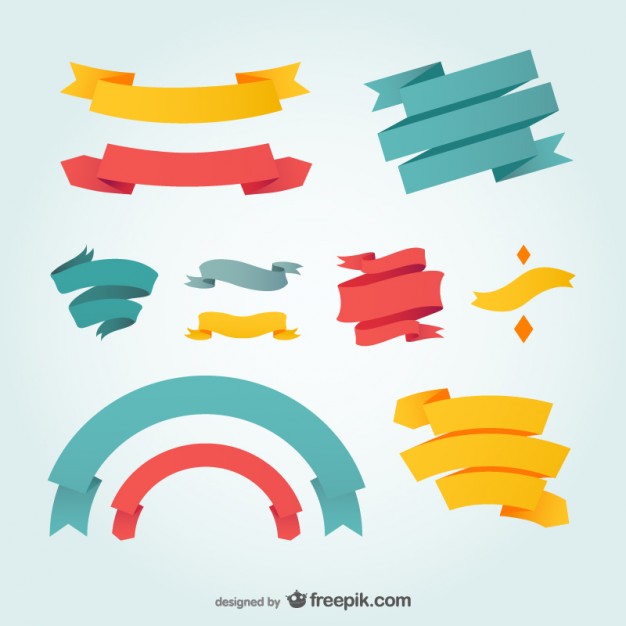 626x626 Blue, Red And Yellow Ribbons Vector Free Download