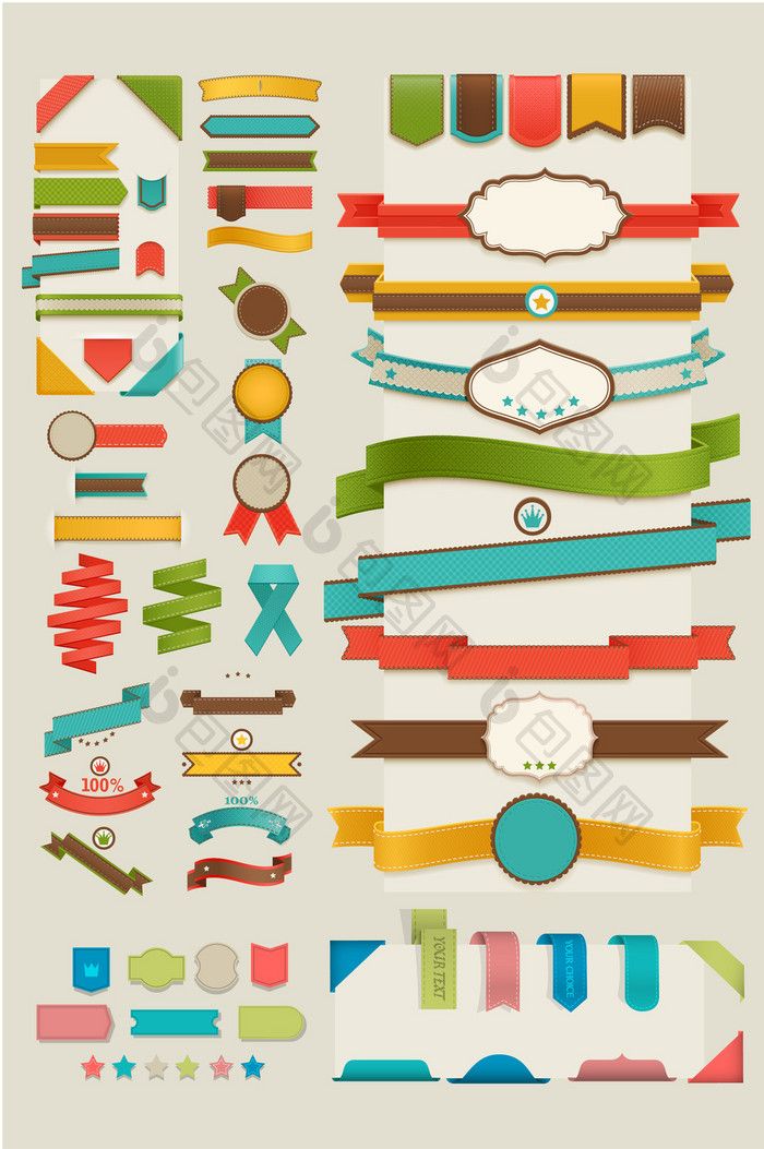 700x1053 Creative Ribbon Banner Vector Material