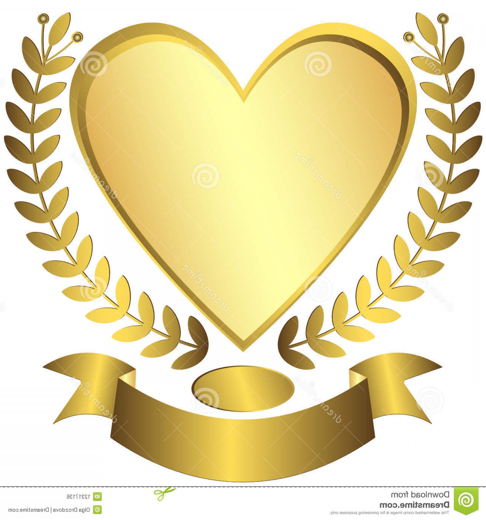 1560x1668 Royalty Free Stock Image Gold Award Heart Ribbon Vector Image