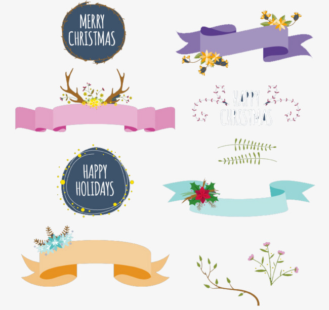 650x613 Christmas Wreath Decorated With Ribbon Vector Material, Christmas