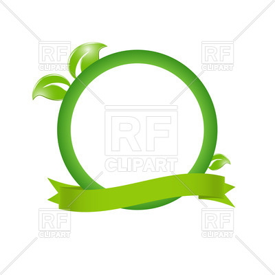 400x400 Green Eco Frame With Leaves And Ribbon Vector Image Vector