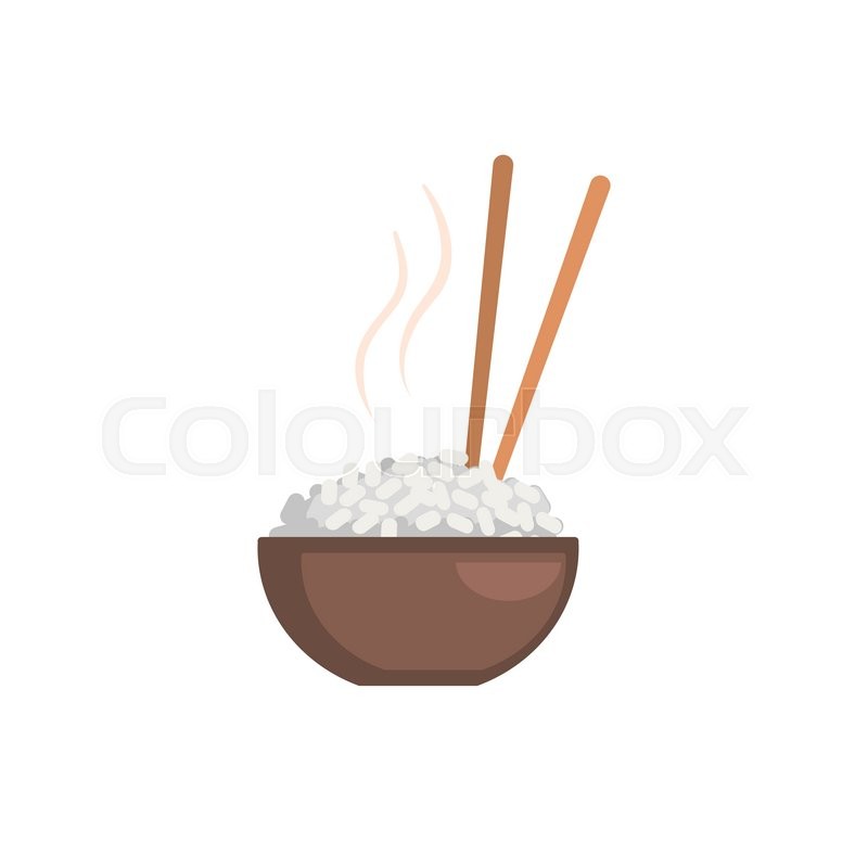 800x800 Rice Bowl Cartoon Style Flat Vector Illustration On White