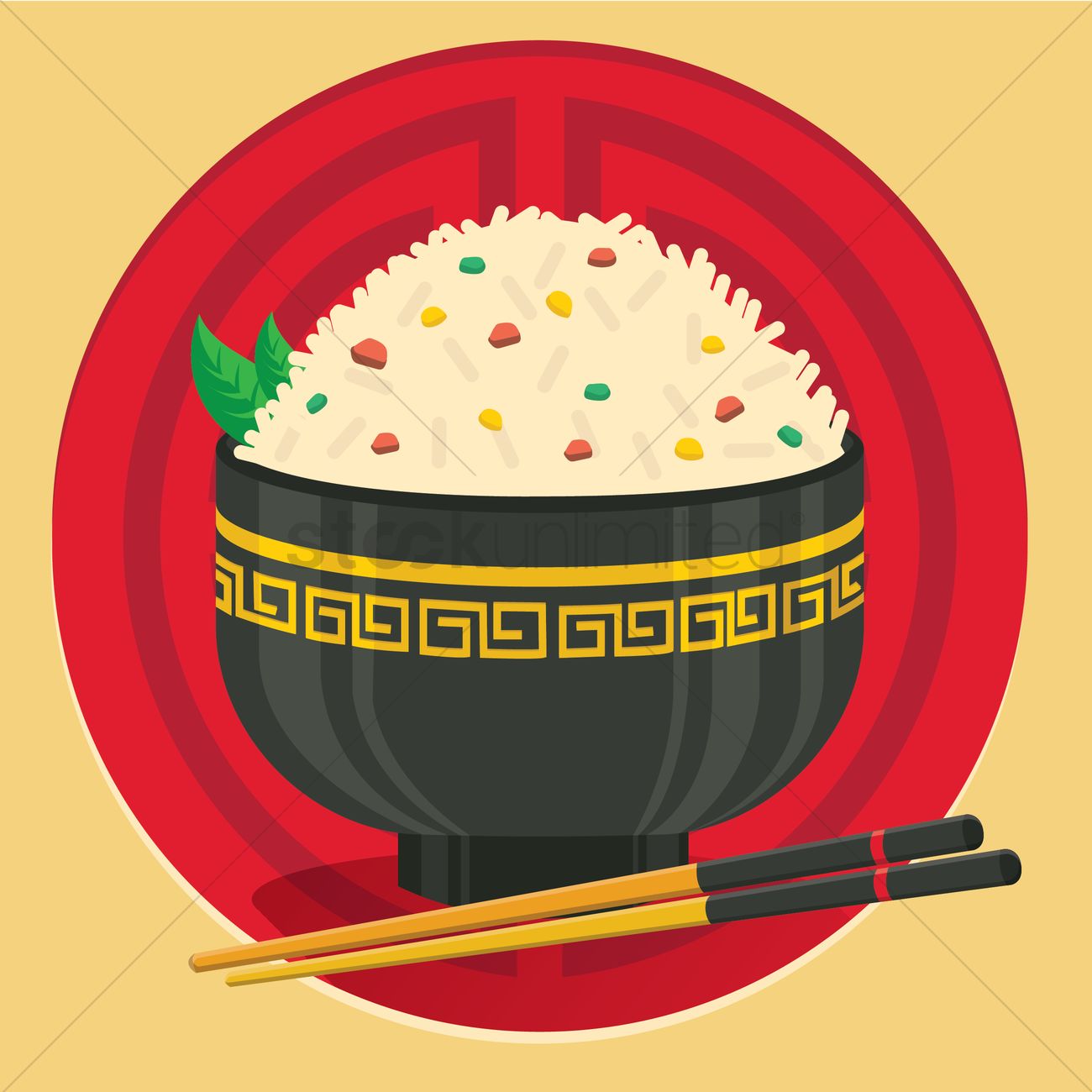1300x1300 Rice Bowl Vector Image
