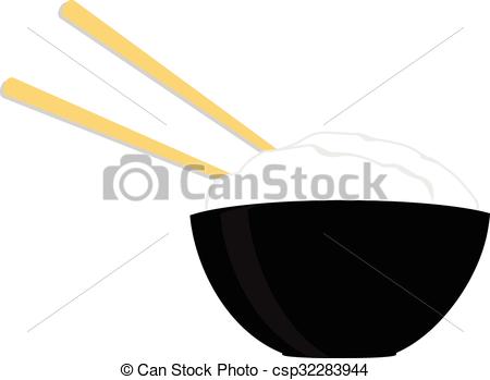 450x349 Rice Bowl With Two Chopsticks. Black Rice Bowl With Two Wooden