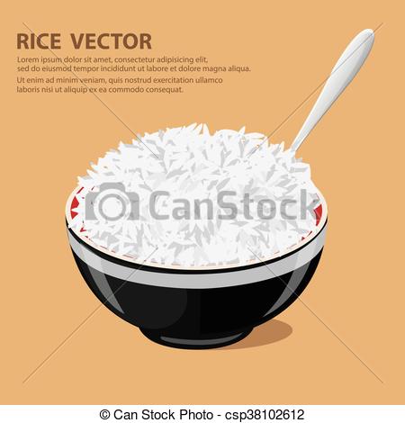 450x470 Vector Illustration Of A Rice Bowl Fork And Spoon. Flat Design