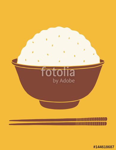 389x500 Flat Hand Drawn Vector Illustration Of Rice Bowl And Chopsticks