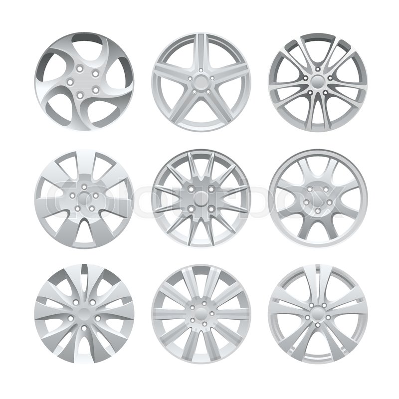 800x800 Close Up Of Rims Car Alloy Wheel. Aluminum Wheel Vector Set