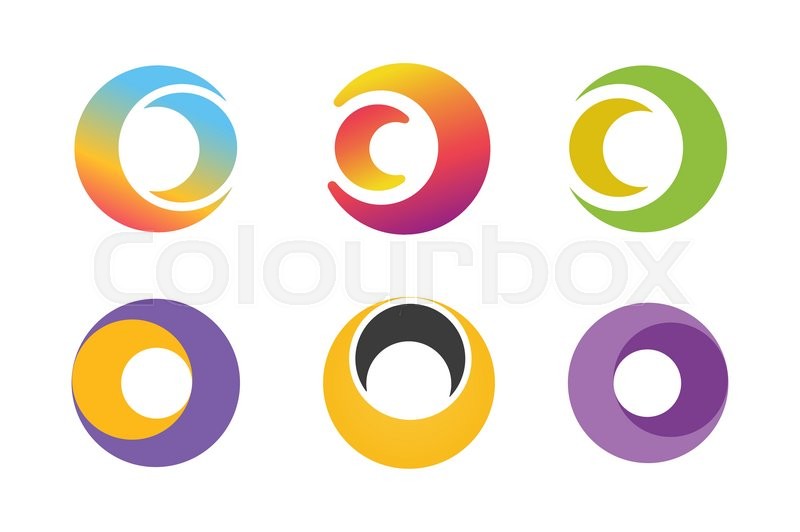 800x532 Vector Circle Ring Logo Design Set. Abstract Flow Logo Template