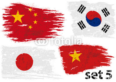 400x283 Torn Flag China, South Korea, Japan And Vietnam