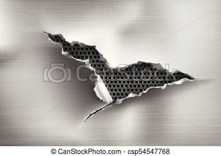 450x319 Hole Torn In Ripped Steel On Metal Background.