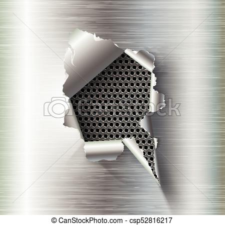 450x451 Ragged Hole Torn In Ripped Steel On Metal Background.
