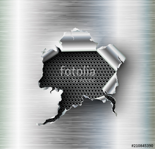 500x480 Ragged Hole Torn In Ripped Steel On Metal Stock Image And Royalty