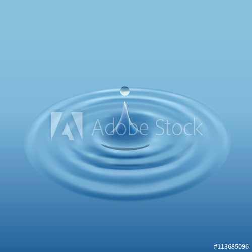 500x500 Water Drop Isolated. 3d Illustration. Blue Splash Ripple Vector