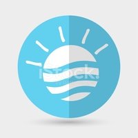 200x200 Sea Waves And Rising Sun Vector Illustration Stock Vectors