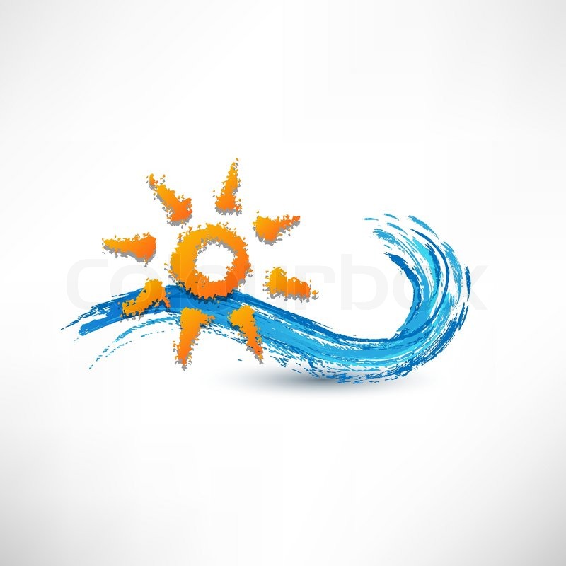 800x800 Sea Waves And Rising Sun Vector Illustration Stock Vector