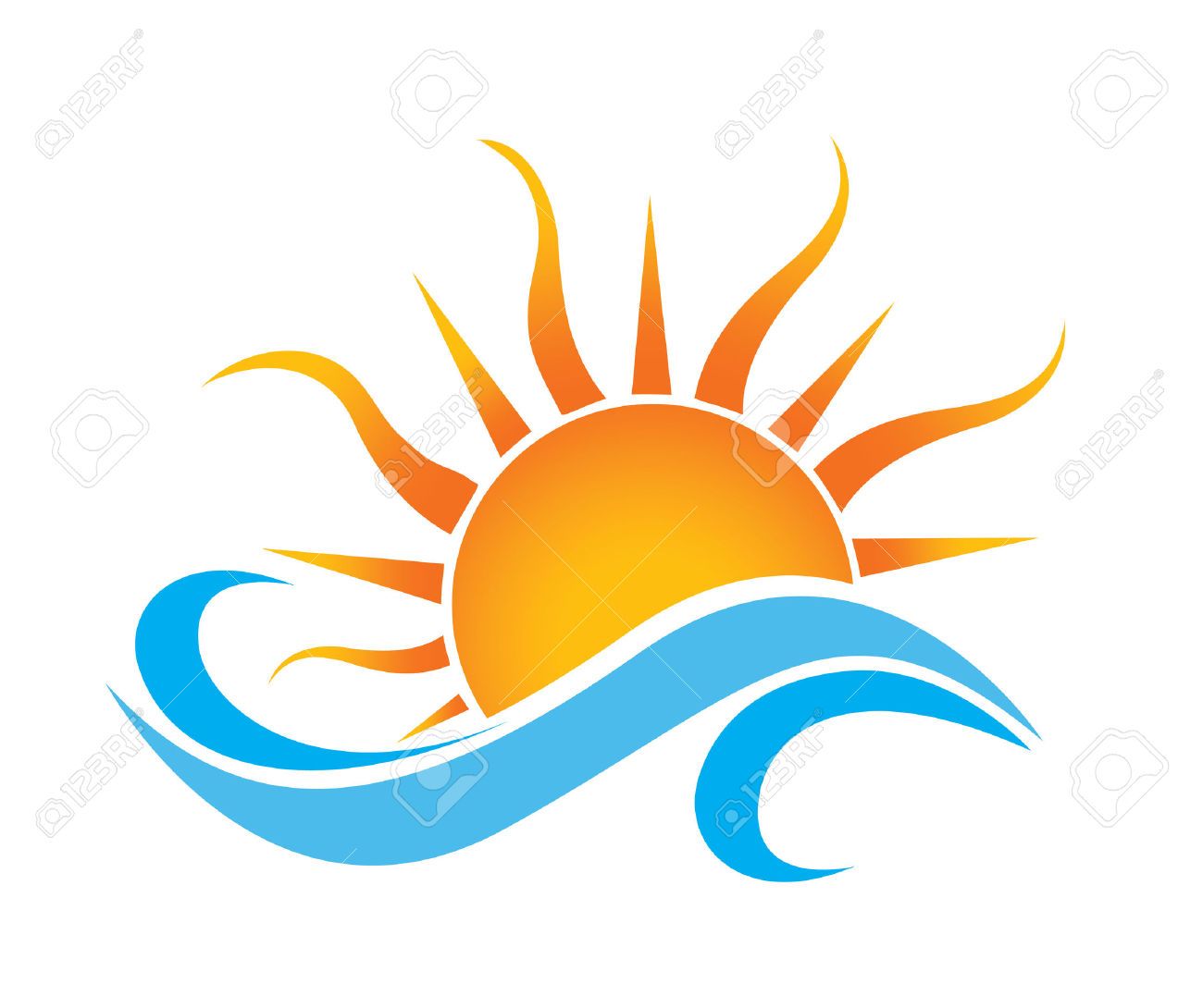 1300x1090 Sea Waves And Rising Sun Vector Illustration Tattoos