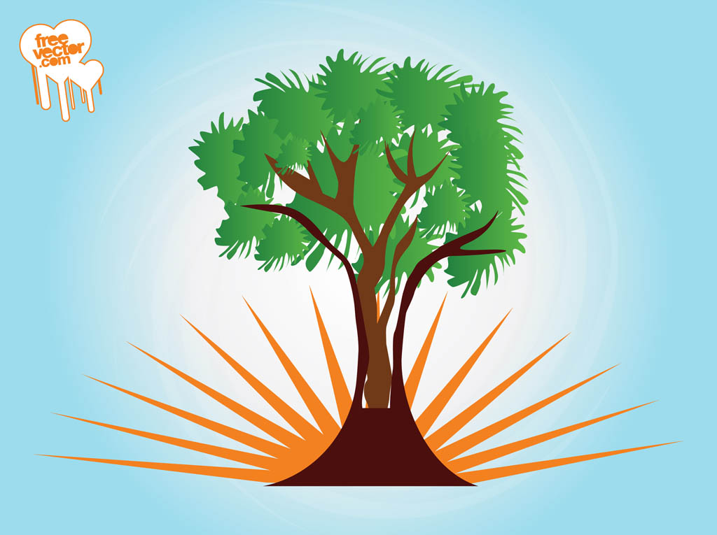 1024x765 Tree And Rising Sun Vector Art Amp Graphics