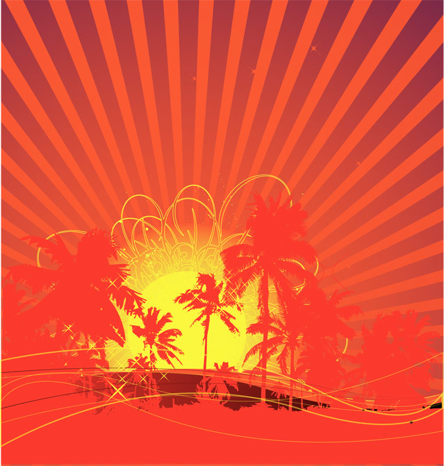 639x671 Free Download Of Tropical Rising Sun Vector. Vector Graphic