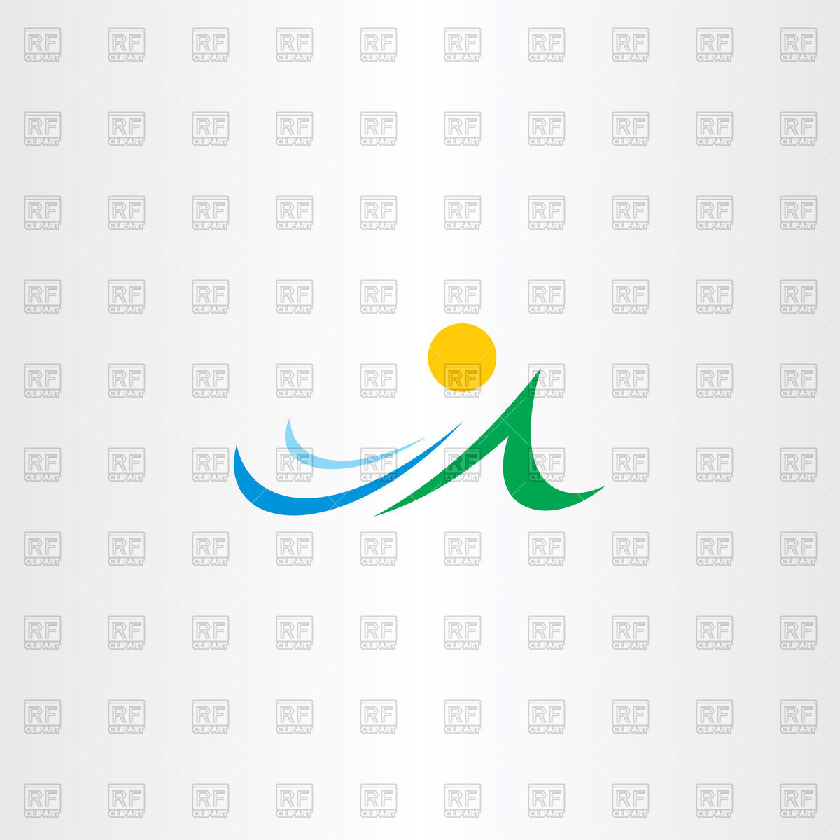 1200x1200 Mountain River And Sun Icon Vector Image Vector Artwork Of