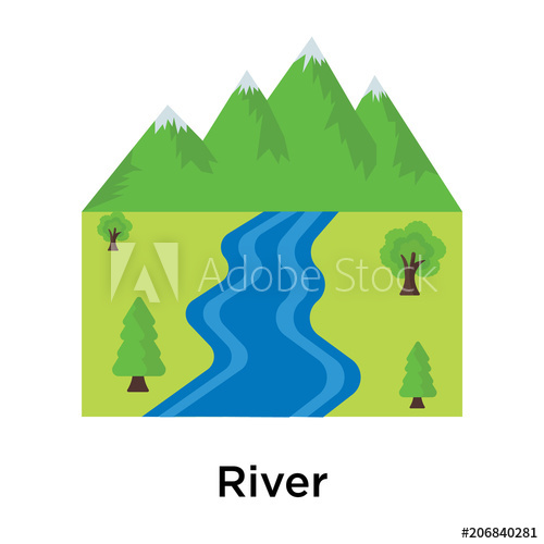 500x500 River Icon Vector Sign And Symbol Isolated On White Background
