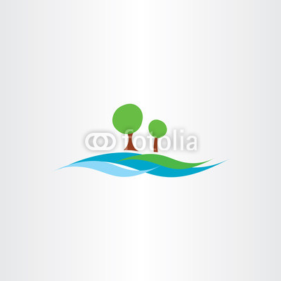 400x400 River Water Flow And Tree Landscape Icon Vector Illustration Buy