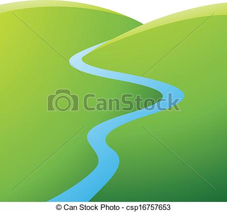 450x421 Illustration Of Green Hills And Blue River Isolated On A White