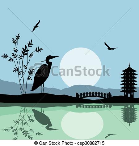 450x470 Heron Silhouette On River