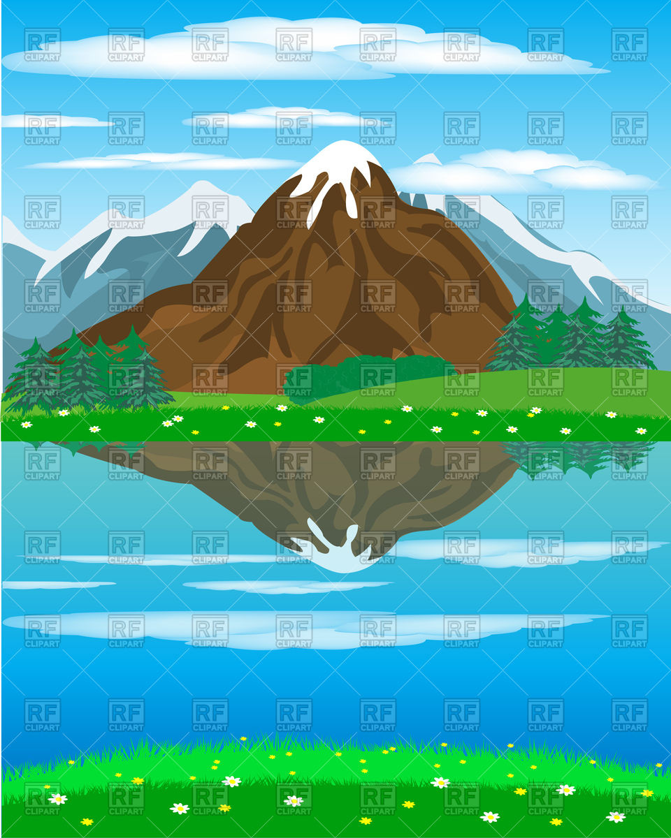 960x1200 Landscape With Mountain And River Vector Image Vector Artwork Of
