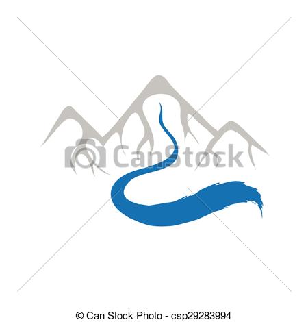 450x470 Mountain And River, Vector Logo Illustration Eps Vectors