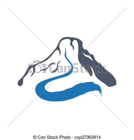 450x470 Mountain River, Vector Logo Illustration. Mountain River Or Stream