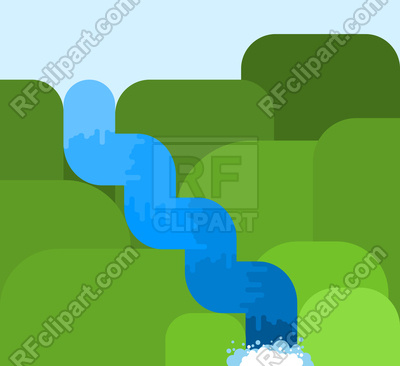 400x366 Mountain River In Rocks. Mountain Landscape. Vector Image Vector