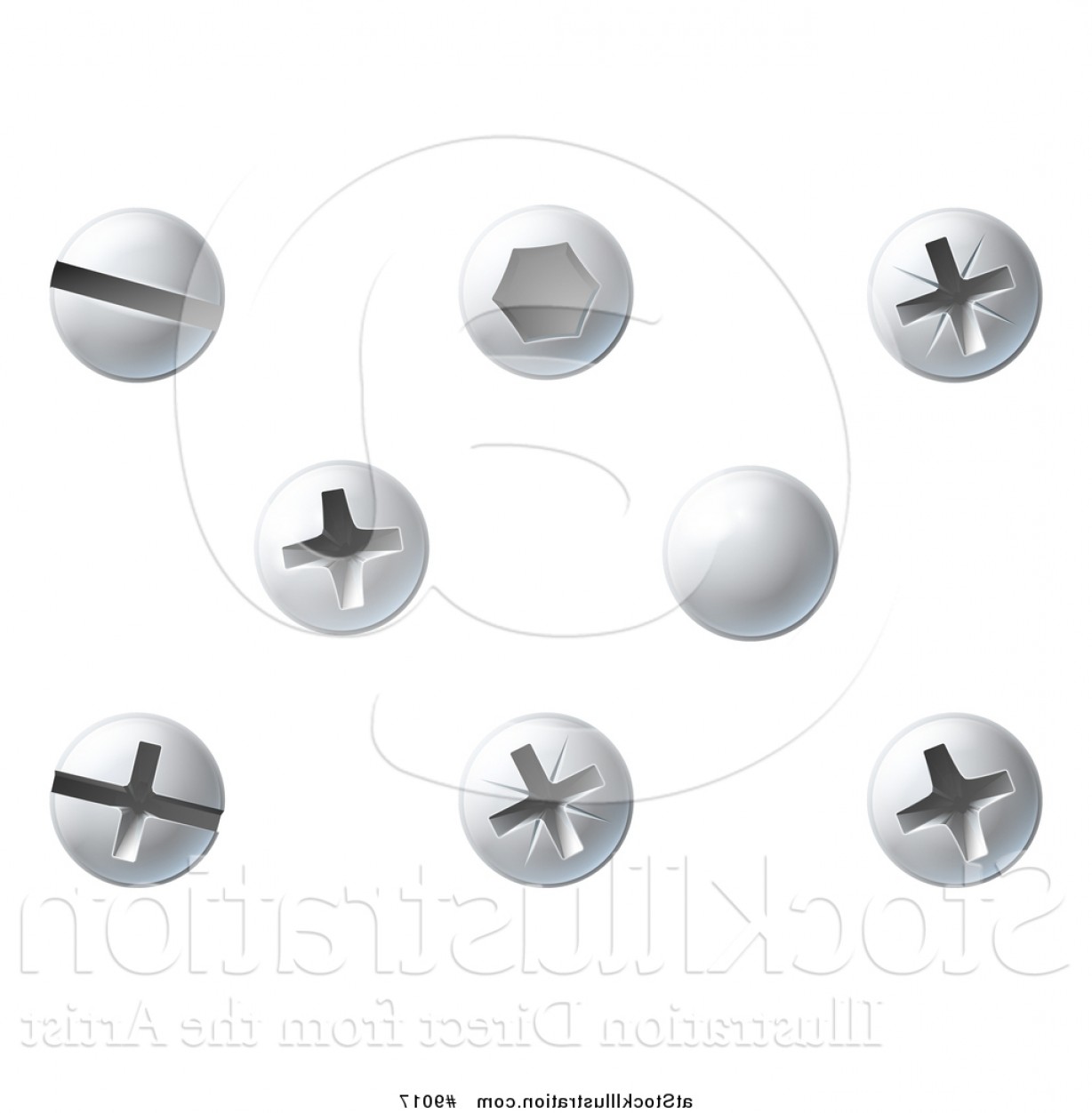 1228x1252 Vector Illustration Of Screws Nuts Bolts And Rivet Heads By