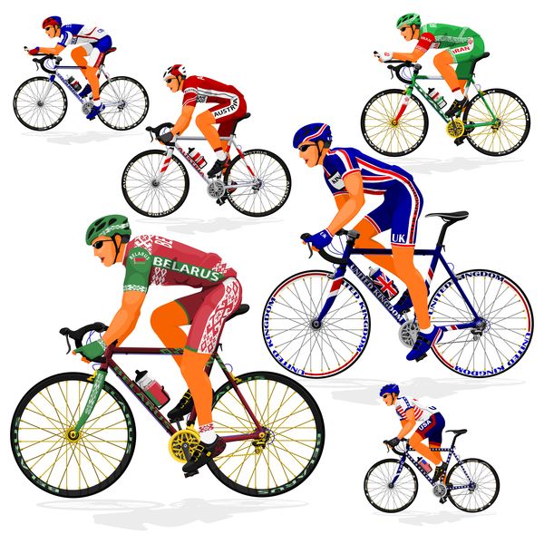 600x600 Cyclist With Road Bike Vector Illustration 06 Painting Rock