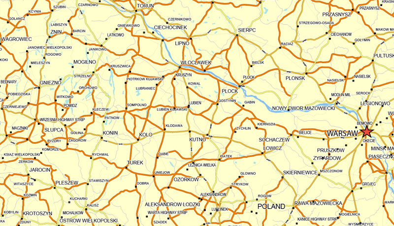 800x458 Poland Map Vector Printable Road Map 01 Editable Adobe Illustrator