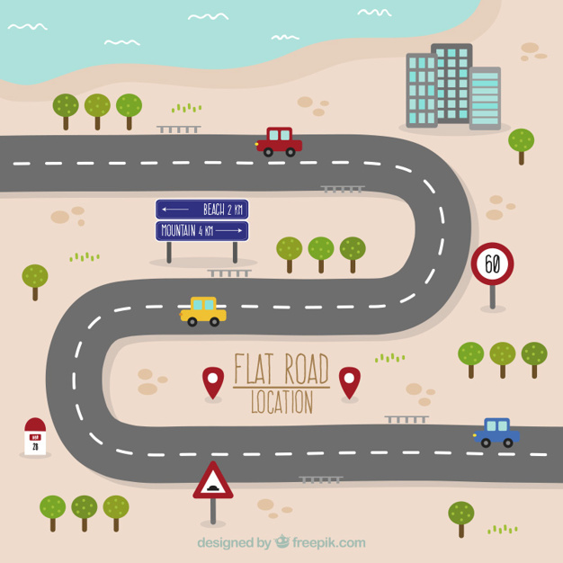 626x626 Road Map In Flat Design Vector Free Download