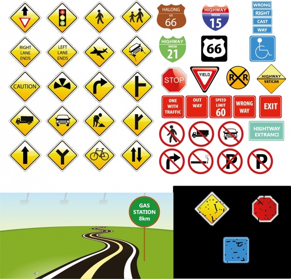 600x574 Traffic Signs Free Vector In Adobe Illustrator Ai ( .ai