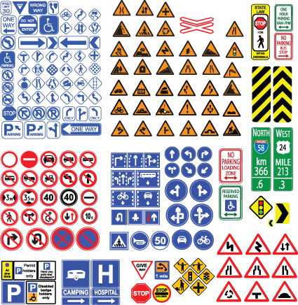 425x436 Different Road Signs Design Vector 04 Free Download