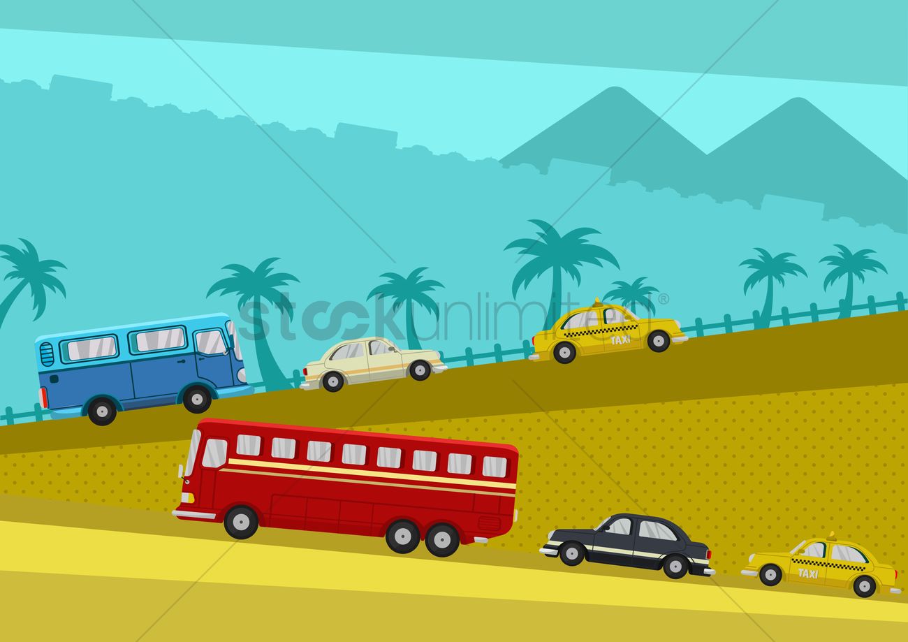 1300x919 Vehicles On Road Trip Vector Image