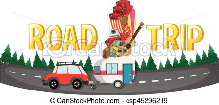 450x217 Font Design For Word Road Trip Illustration.