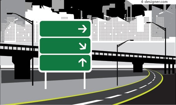600x360 4 Designer Roads And Signs Vector Material