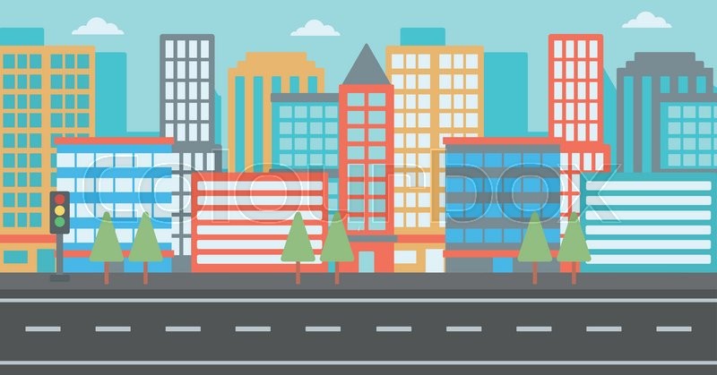 800x419 Background Of Modern City And A Road Vector Flat Design